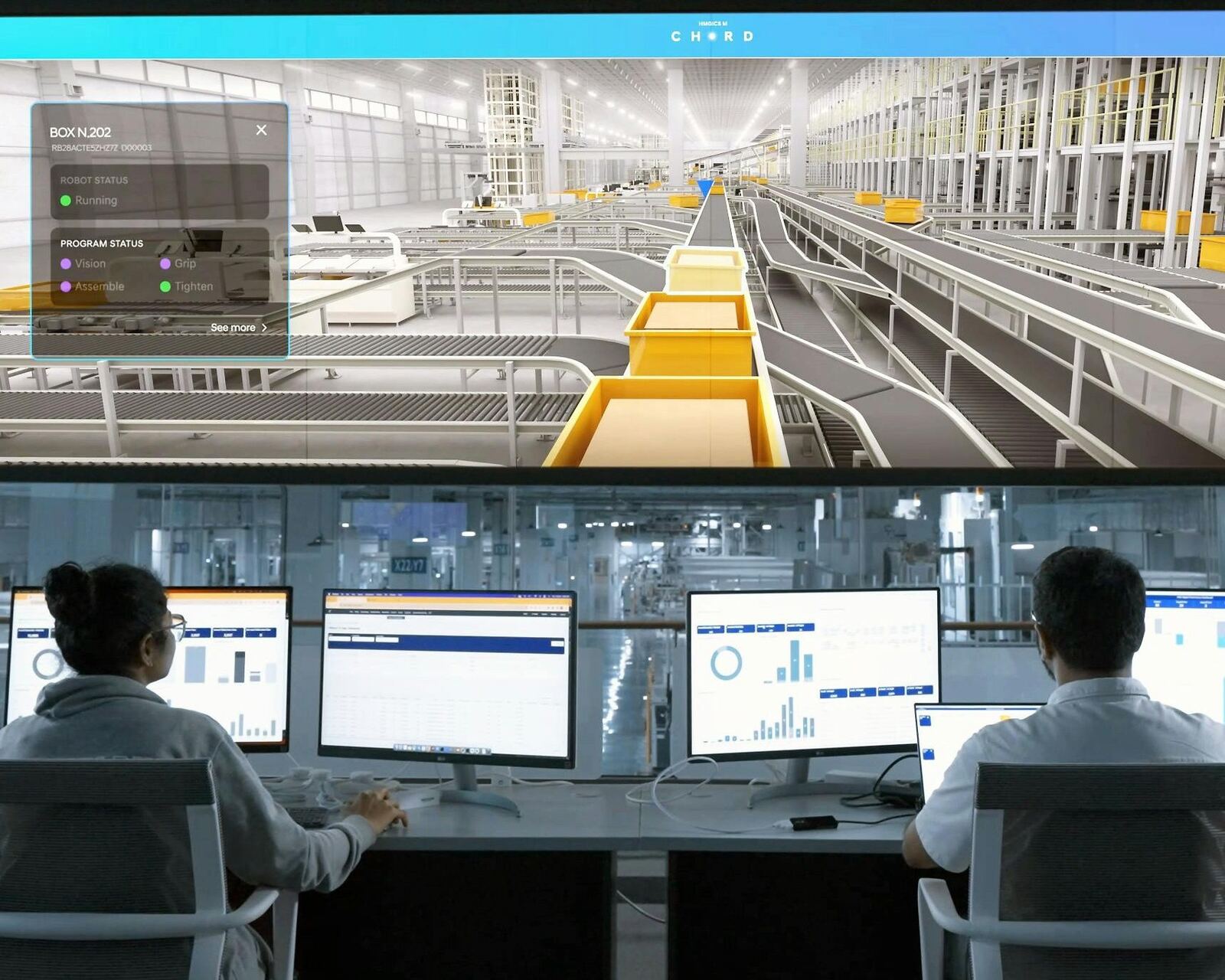 Command and control room with operators and video wall